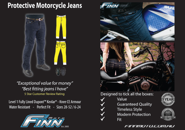 Finn Moto Kevlar Jeans Information